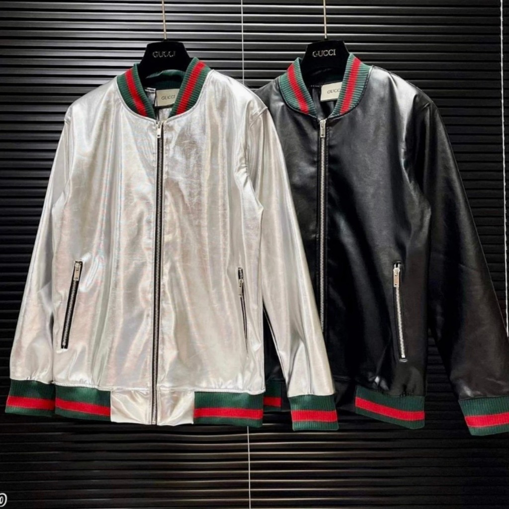 Áo Khoác Da Gucci Họa Tiết Phối Bo Chun Cực Đẹp Chất Liệu Da 2 Lớp Dày Dặn  Form Dáng Boy Phố Cực Hottrend 2023