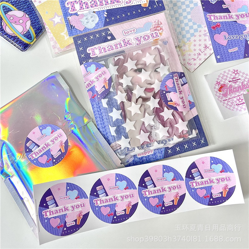 Set 4 sticker tròn trang trí gói hàng