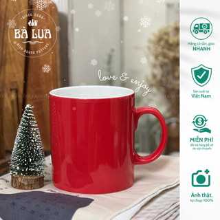 Ly sứ siêu to 520ml màu đỏ có quai, ly bia lớn quà tặng giáng sinh 2023