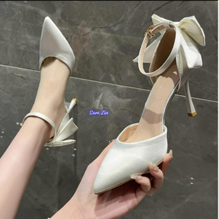 Cao Gót 7P-9P Da Lụa Bóng, Đính Nơ Dịu Dàng Siêu Nữ Tính Hót Trend Mã 007