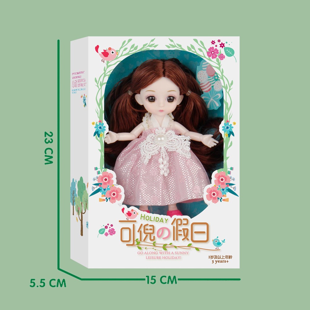 Hộp búp bê công chúa Chibi siêu đáng yêu, dễ thương cho bé gái, có đủ khớp cầu đa điểm, tháo lắp dễ, quà tặng