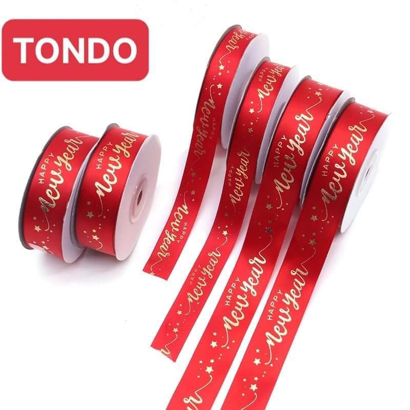 Ruy băng Lụa Happy new year_chúc mừng năm mới 2,5cm *42m