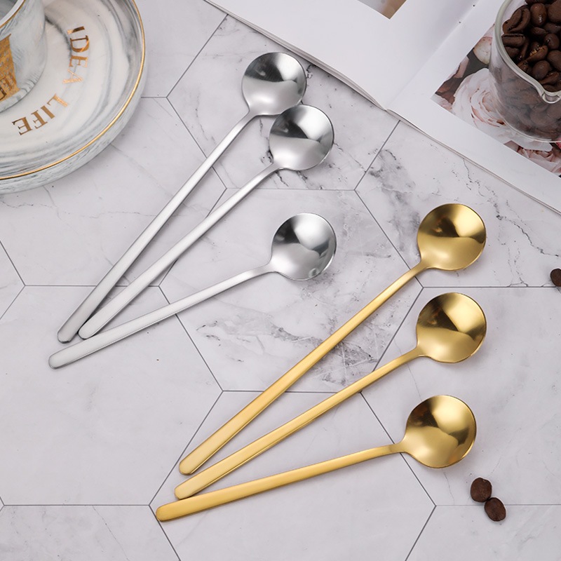 Thìa INOX304 cao cấp, muỗng tròn cafe,nước ép, sinh tố, thìa 13cm và 17cm, muỗng màu bạc và màu vàng