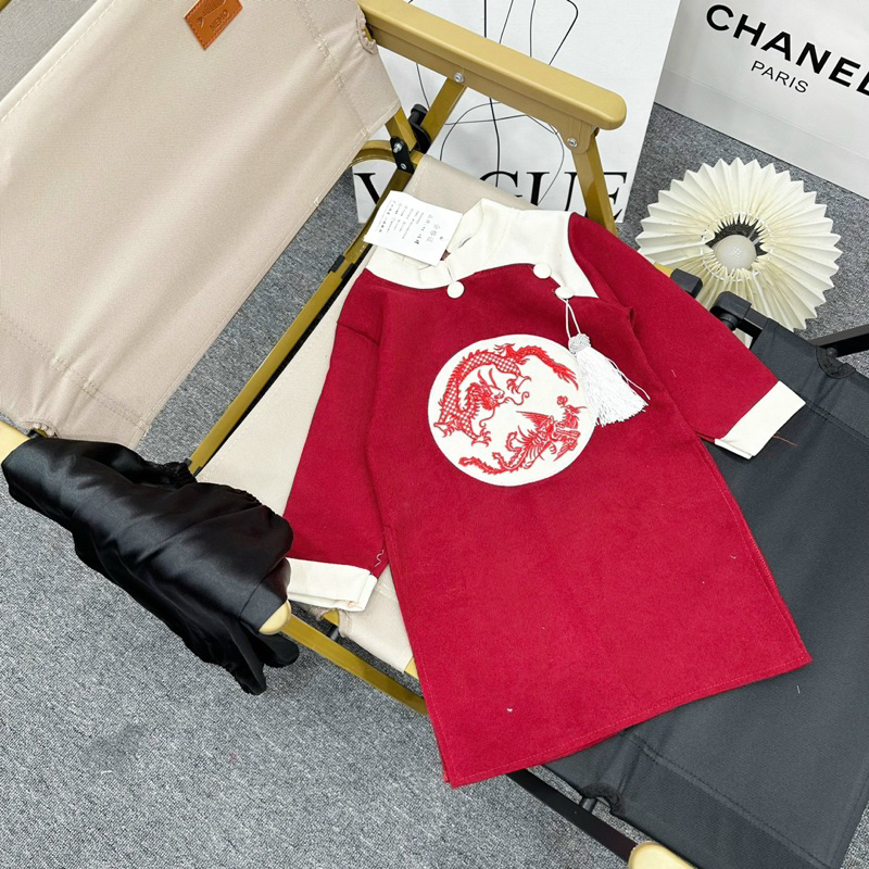 Quần + Áo dài cách tân bé trai thêu rồng phượng cho bé 10-30kg