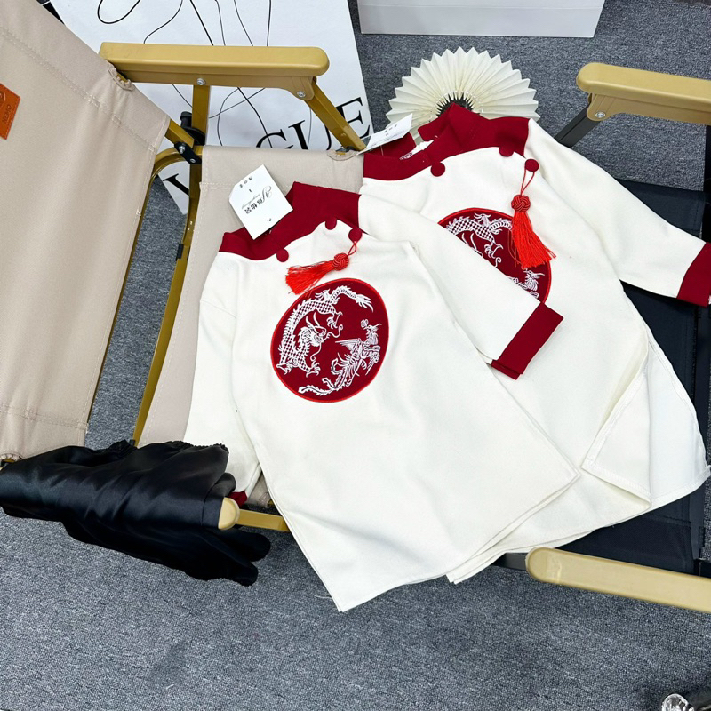 Quần + Áo dài cách tân bé trai thêu rồng phượng cho bé 10-30kg