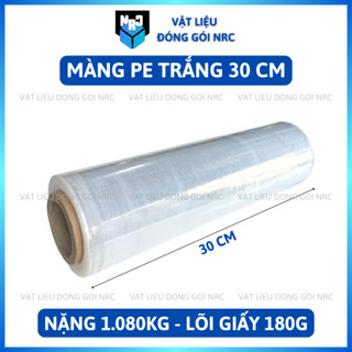  Màng PE Trắng Khổ 30CM - Nặng 1080G - Lõi Giấy Mỏng 180G - Màng Pallet Quấn Hàng Hóa Quấn Vali Quấn Bụng Spa,... 