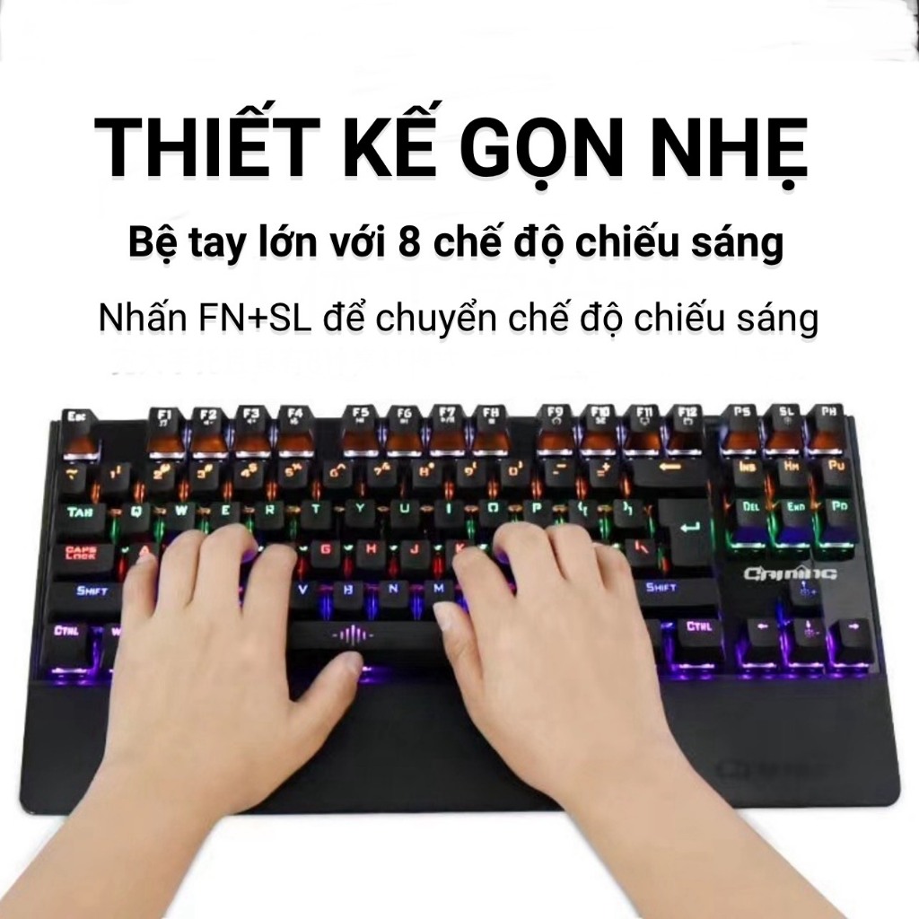 COMBO Bàn Phím Cơ Chuột Tai Nghe Có Dây Chơi Game - PKS K28+G15+Q7 - 87 Nút - Kê Tay Tháo Rời - Blue Switch