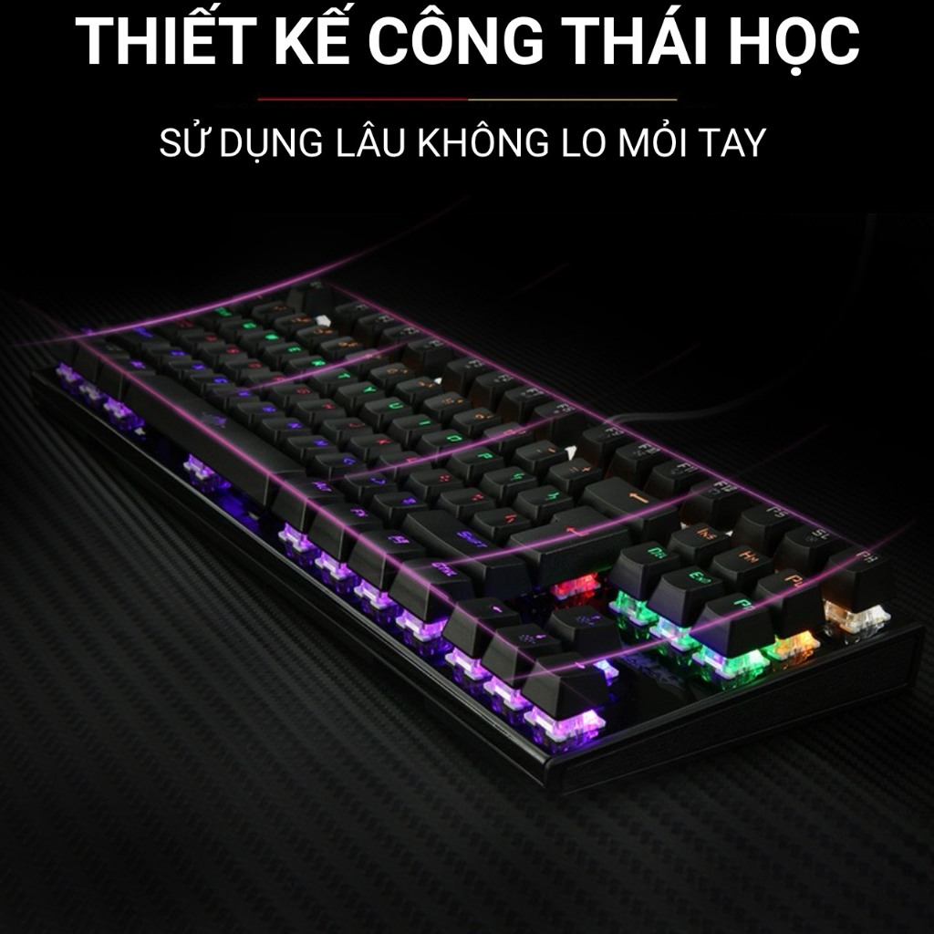 COMBO Bàn Phím Cơ Chuột Tai Nghe Có Dây Chơi Game - PKS K28+G15+Q7 - 87 Nút - Kê Tay Tháo Rời - Blue Switch