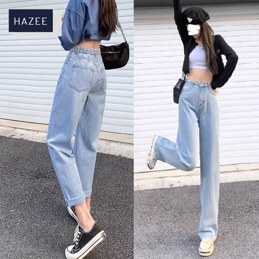 Quần Jeans Nữ Lưng Thun Ống Suông Relax Fit HAZEE Jeans co giãn 𝐍𝐄𝐖 𝐀𝐑𝐑𝐈𝐕𝐀𝐋 𝟐𝟎𝟐𝟑