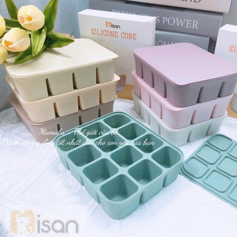 Khay Trữ Đông Silicon Có Nắp, Trữ Đông Đồ Ăn Dặm Cho Bé Thương Hiệu Misan Chất Liệu Silicon Cao Cấp Mamabu