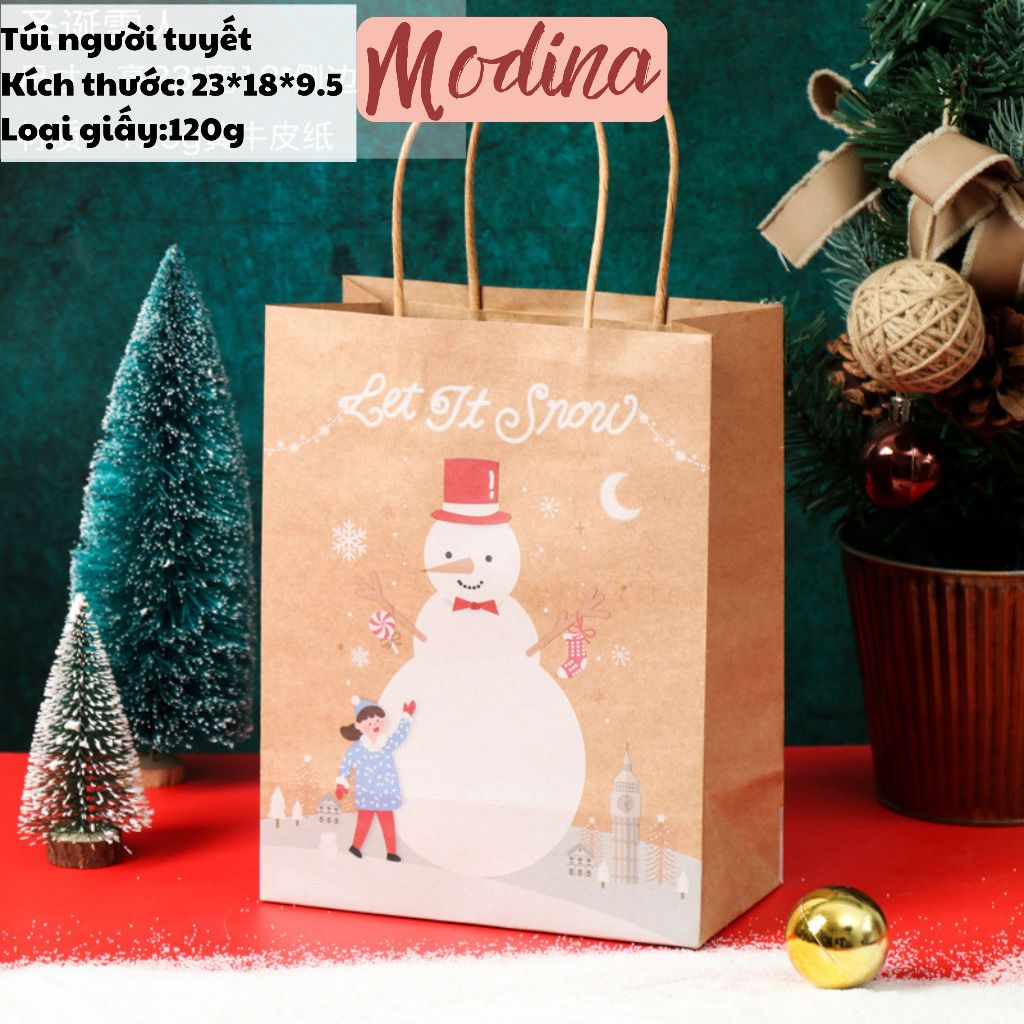 Combo 100 túi giấy có quai in hình giáng sinh noel siêu đẹp