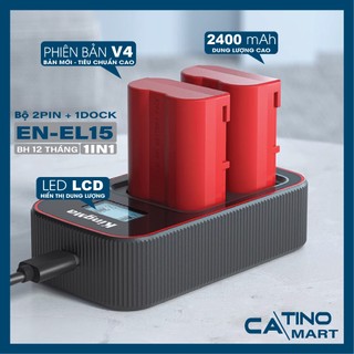 Bộ 2 pin + 1 đốc sạc đôi nikon en-el15 dung lượng 2400mah kingma . tặng kèm hộp chống ẩm pin . bảo hành 12 tháng