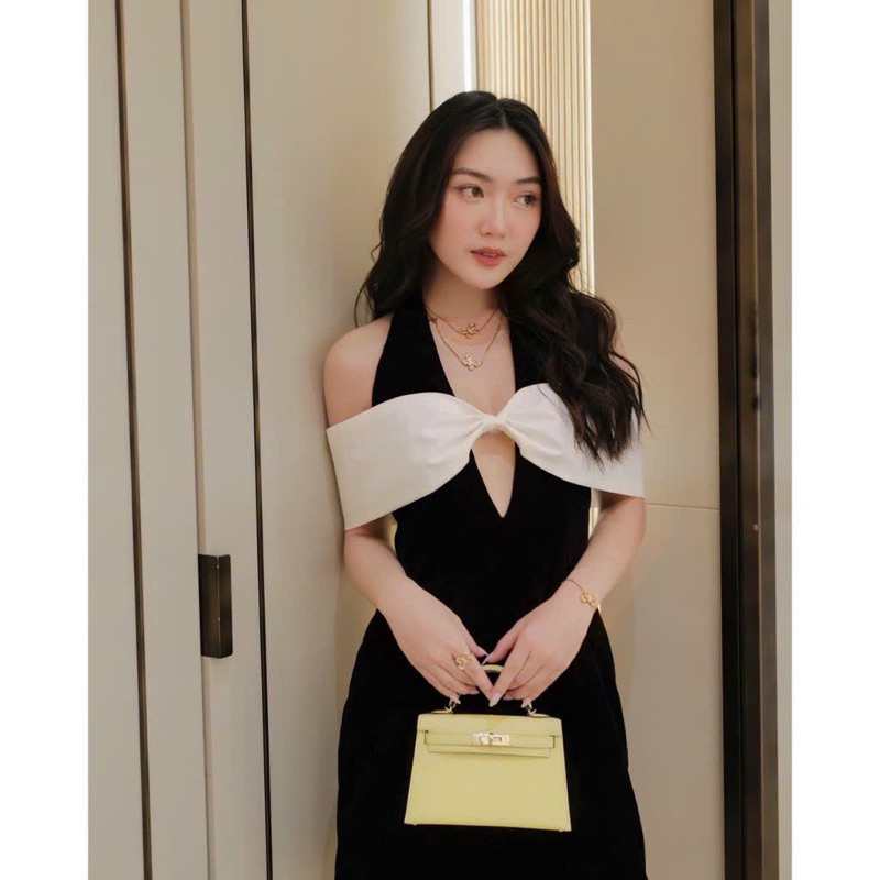 ĐẦM TK ĐÍNH NƠ TRỄ VAI CỔ YẾM KHOÉT NGỰC SÂU FORM VÂY SUÔNG CÓ BIGSIZE