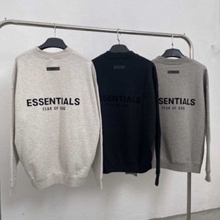 Áo sweater Essentials SS22 nỉ bông form rộng unisex chữ nhung nổi, áo sweater fog hàng best cao cấp TLS