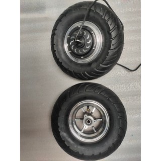 Cặp bánh xe điện lốp 33cm ko săm, động cơ cukace, chế xe điện 2-3-4 bánh, điện áp 24-36v