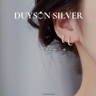 Bông tai bạc nữ vòng tròn đính đá bạc Ý 925 mạ vàng trắng cao cấp DUYSON SILVER [KVDDXK1]