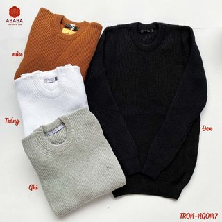 Áo len cổ tròn nam tay dài dáng thụng Hàn Quốc màu dễ phối đồ ABABA tron-ngom7
