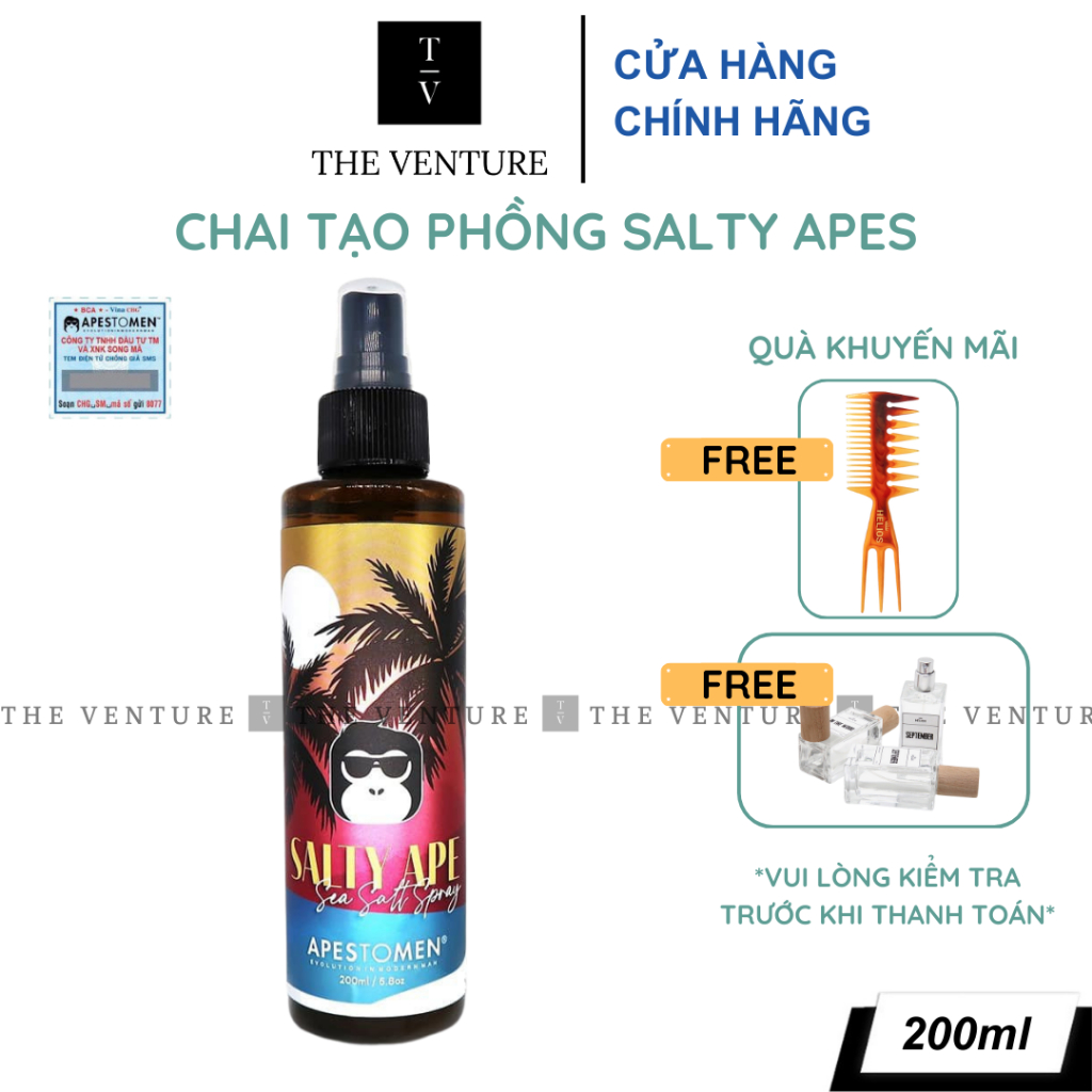 Chai Xịt Tạo Phồng Giữ Nếp Apestomen Salty Ape Sea Salt Spray Chính Hãng - 200 ml