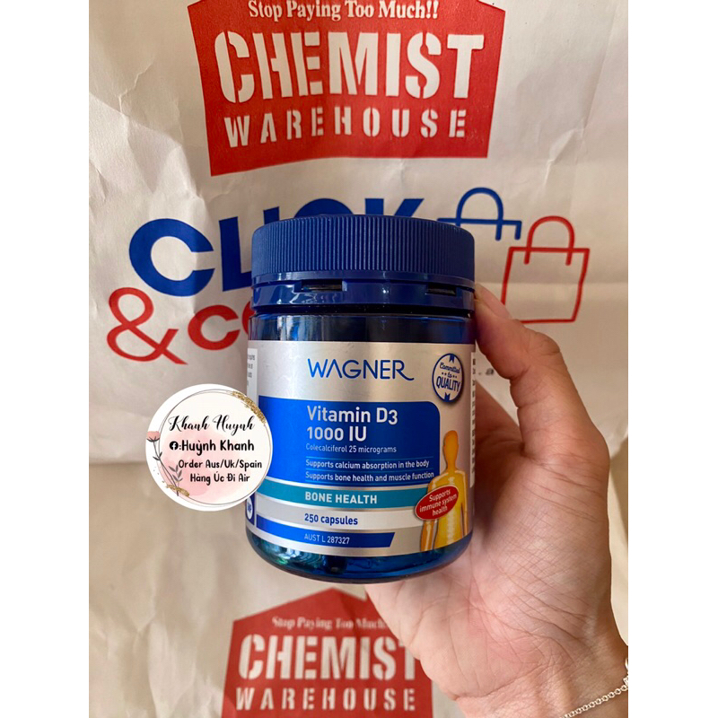 (BillChemist) Viên uống bổ sung Vitamin D3 1000iu Wagner Úc - Date 26