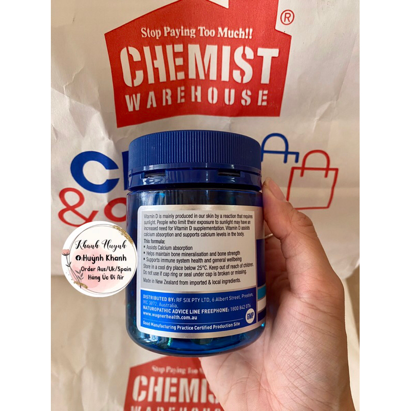 (BillChemist) Viên uống bổ sung Vitamin D3 1000iu Wagner Úc - Date 26