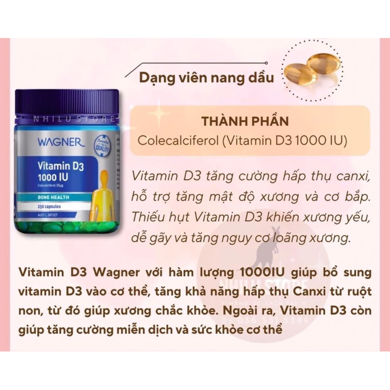 (BillChemist) Viên uống bổ sung Vitamin D3 1000iu Wagner Úc - Date 26