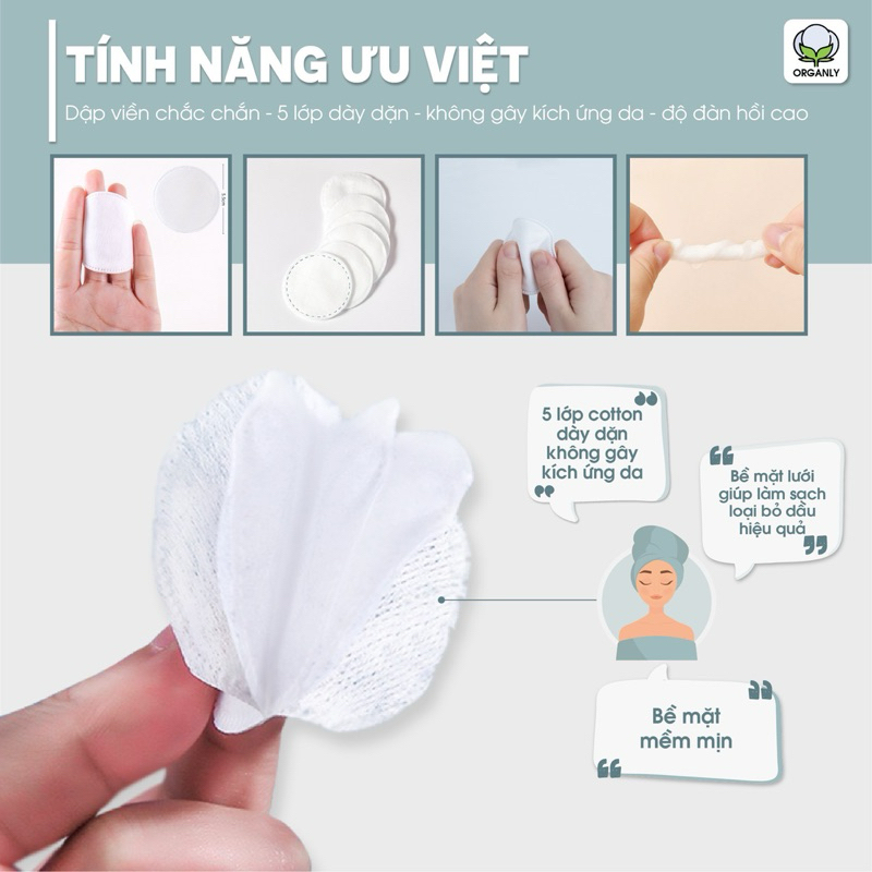 Combo 6 Gói Bông Tẩy Trang Organly 150 Miếng