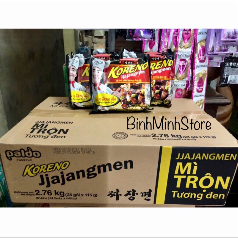 Thùng mì trộn tương đen Koreno Jjajangmen 24gói 115g