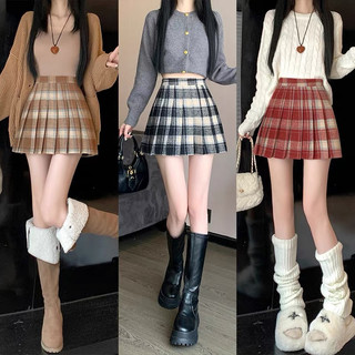 Chân váy dạ kẻ caro xếp ly dáng ngắn có lót trong, Lipeo.store