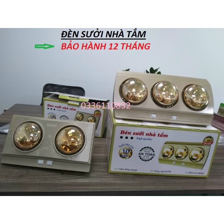 Đèn Sưởi Nhà Tắm 2 Bóng Và 3 Bóng Siêu Ám , Máy Sưởi Chống Loá Không Đốt Cháy Oxy
