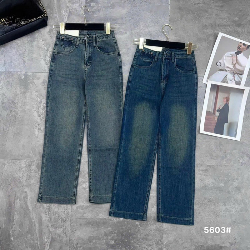Quần jeans ống đứng nấm lùn co dãn - mã 5603