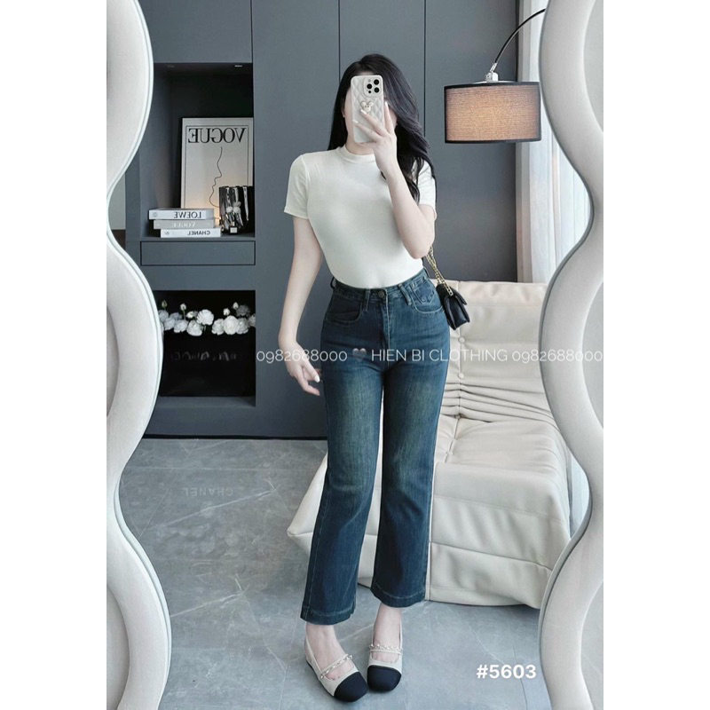 Quần jeans ống đứng nấm lùn co dãn - mã 5603