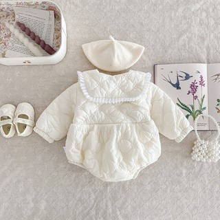 Bodysuit tiểu thư cổ bèo lót lông ấm áp cho bé gái hàng Quảng Châu