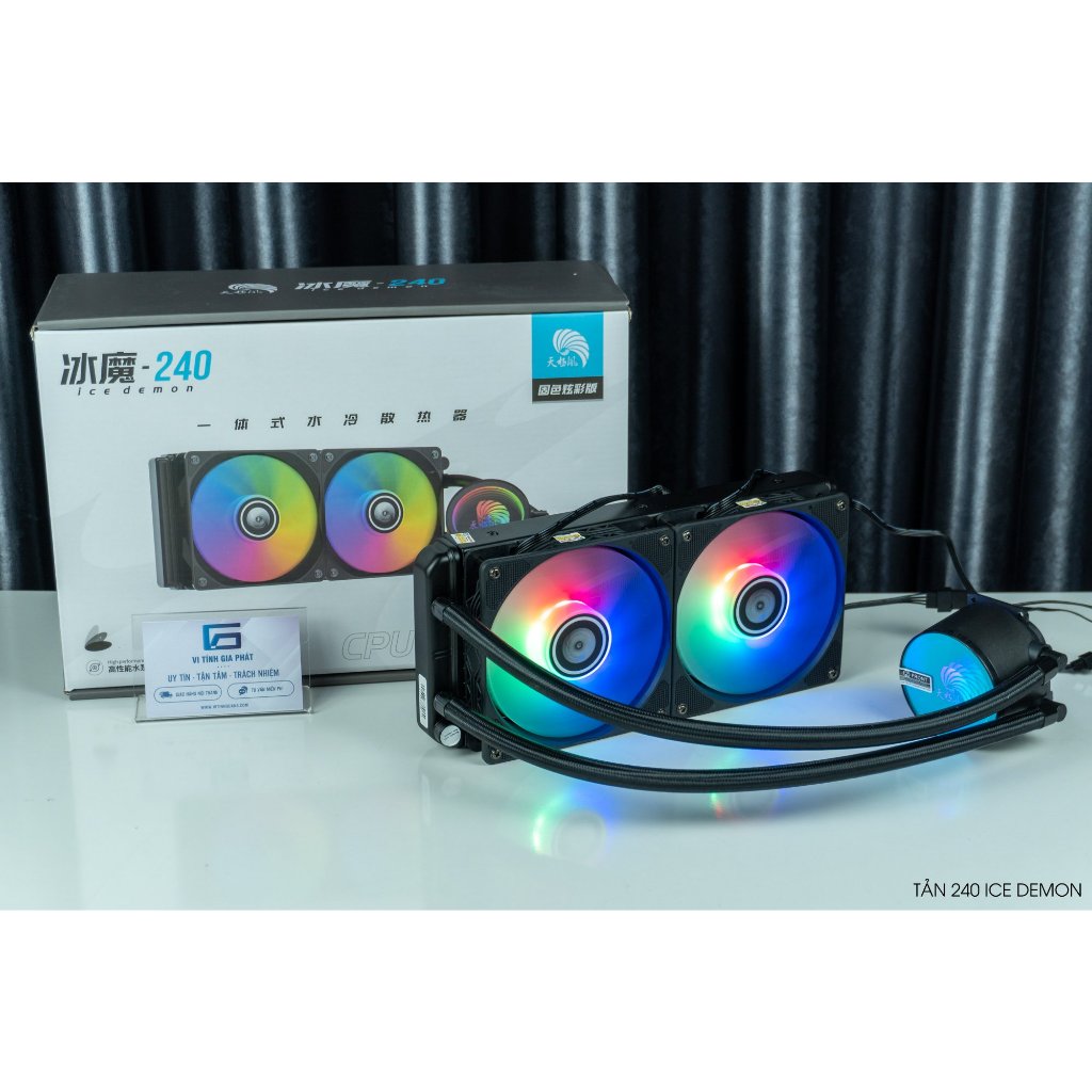 Tản nhiệt nước AIO ICE DEMON V-240 ĐEN 2 Fan led RGB