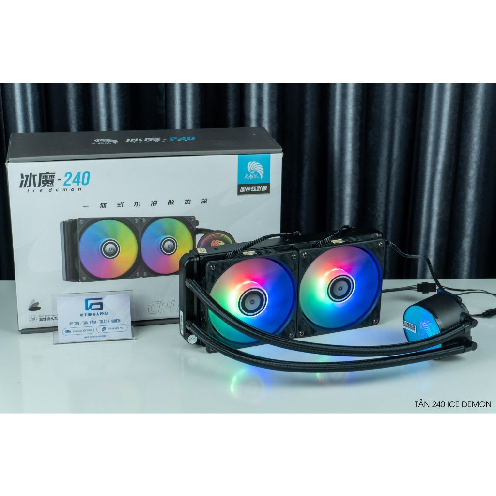 Tản nhiệt nước AIO ICE DEMON V-240 ĐEN 2 Fan led RGB