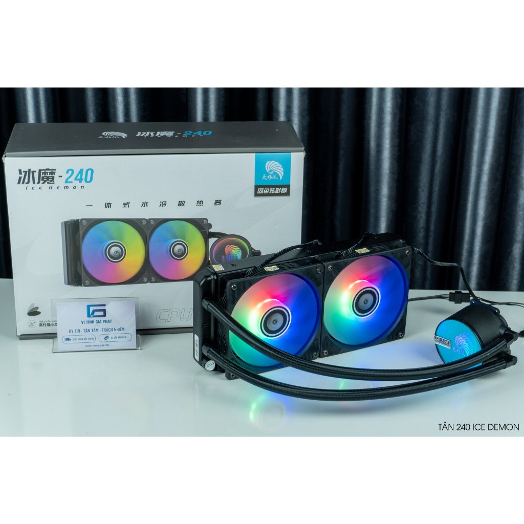 Tản nhiệt nước AIO ICE DEMON V-240 ĐEN 2 Fan led RGB