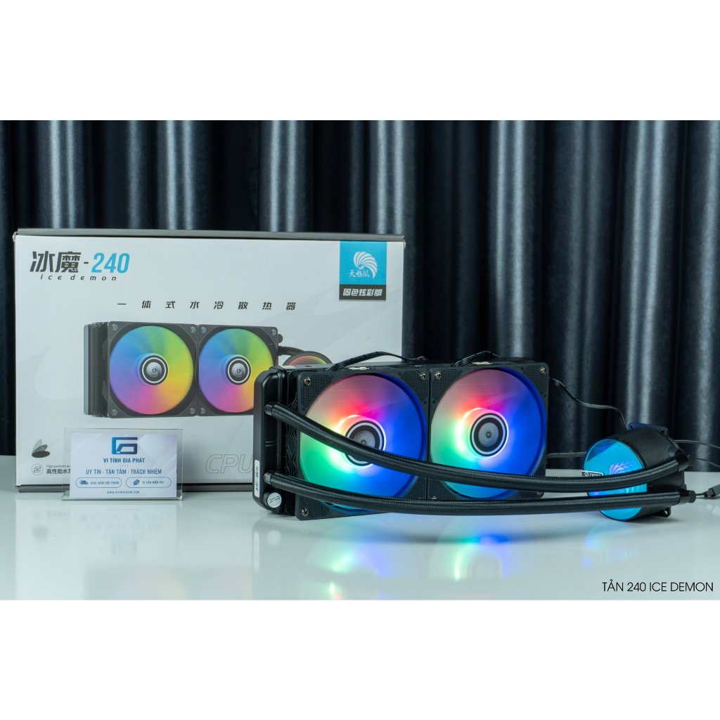 Tản nhiệt nước AIO ICE DEMON V-240 ĐEN 2 Fan led RGB