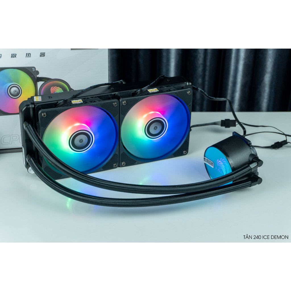 Tản nhiệt nước AIO ICE DEMON V-240 ĐEN 2 Fan led RGB