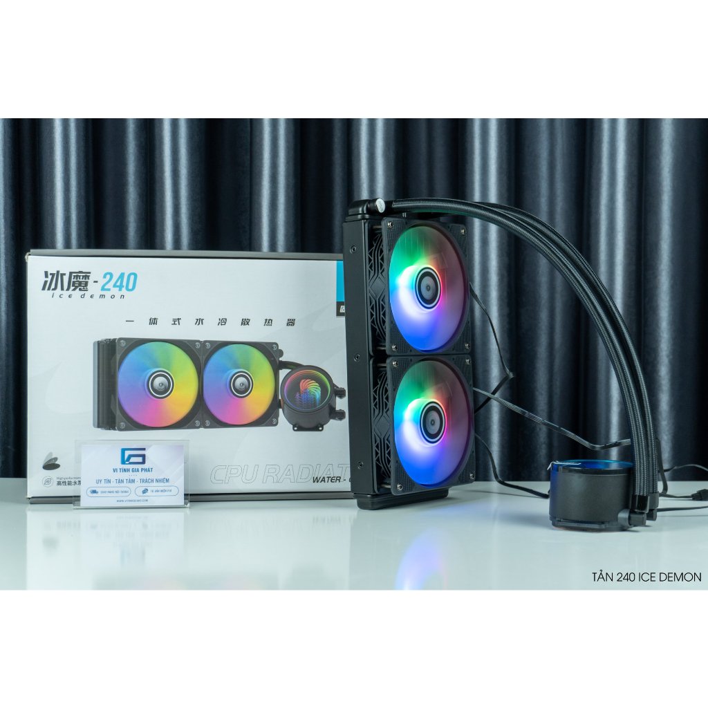 Tản nhiệt nước AIO ICE DEMON V-240 ĐEN 2 Fan led RGB