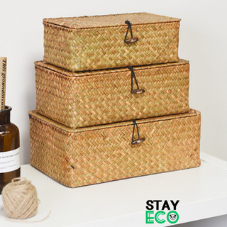  Hộp đựng đồ nhiều kích thước STAY ECO chất liệu cói đựng mĩ phẩm sách vật dụng cá nhân làm hộp quà tết 