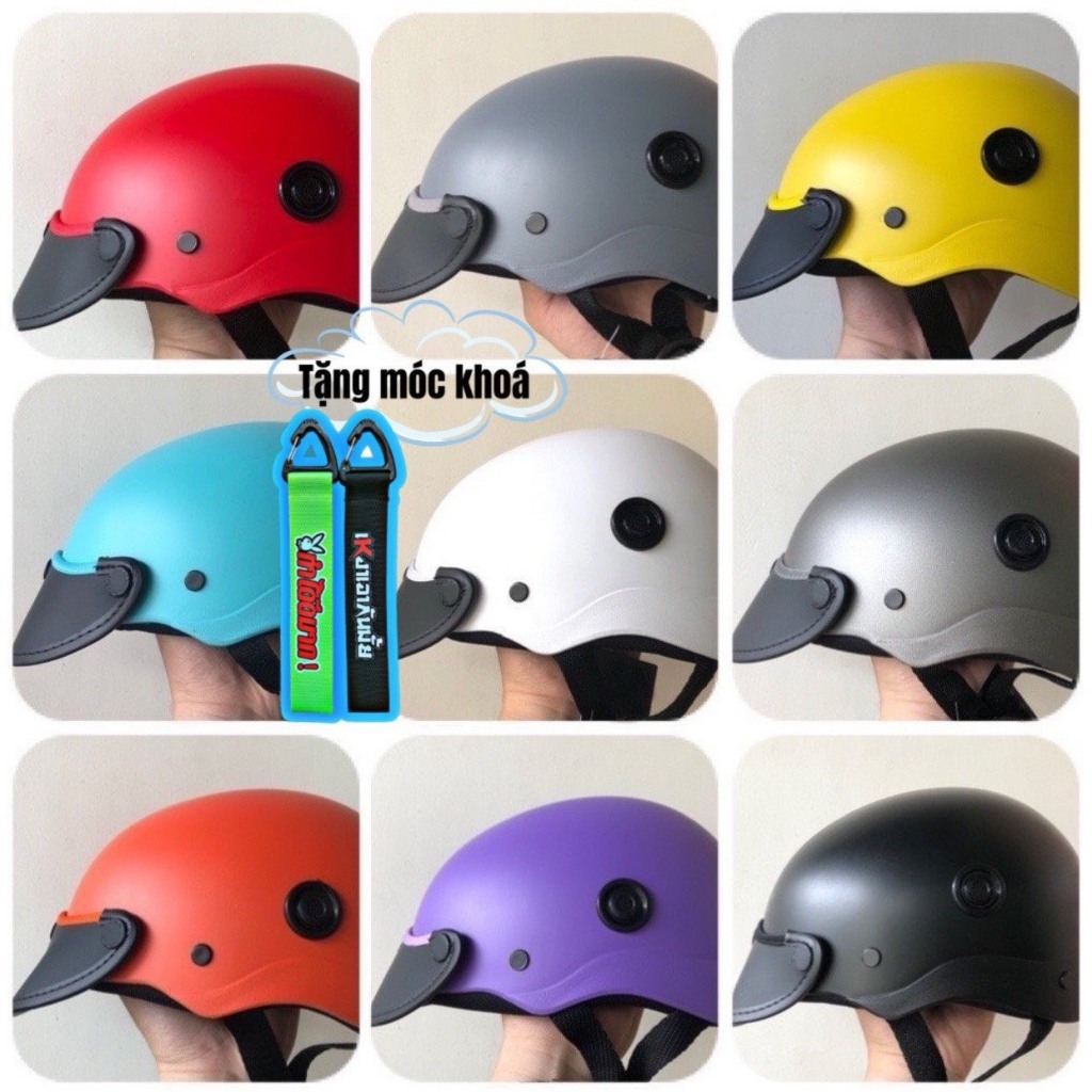 Nón Bảo Hiểm Trơn 1/2 Đầu - Màu Sơn Nhám - Có Lỗ Thông Gió - Hợp Với Nam & Nữ