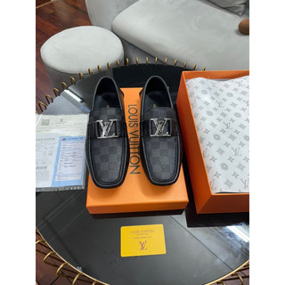 Giày lười nam, giày mọi da thật, Moca LV, Bản đẹp Fullbox thẻ bill, lót da đế khâu. [ Bảo hành nổ da bong đế ]