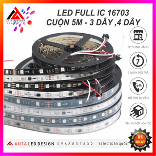 Cuộn Led full màu IC 16703 trong nhà, ngoài trời chuyên dùng lập trình chạy hiệu ứng phòng karaoke, trang trí