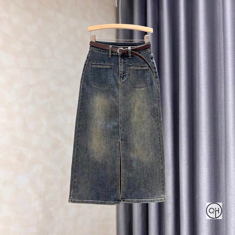 Chân váy bò jeans xẻ trước hot trend #91.3