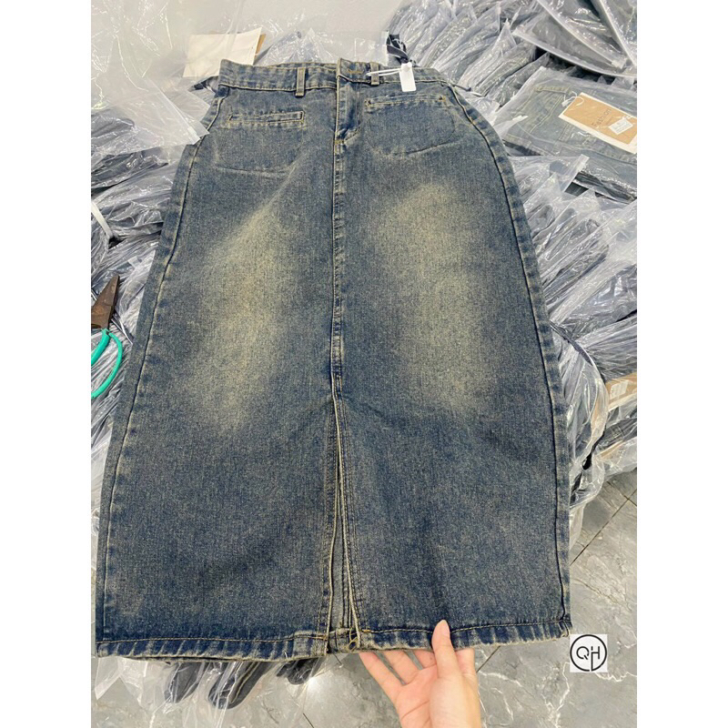 Chân váy bò jeans xẻ trước hot trend #91.3