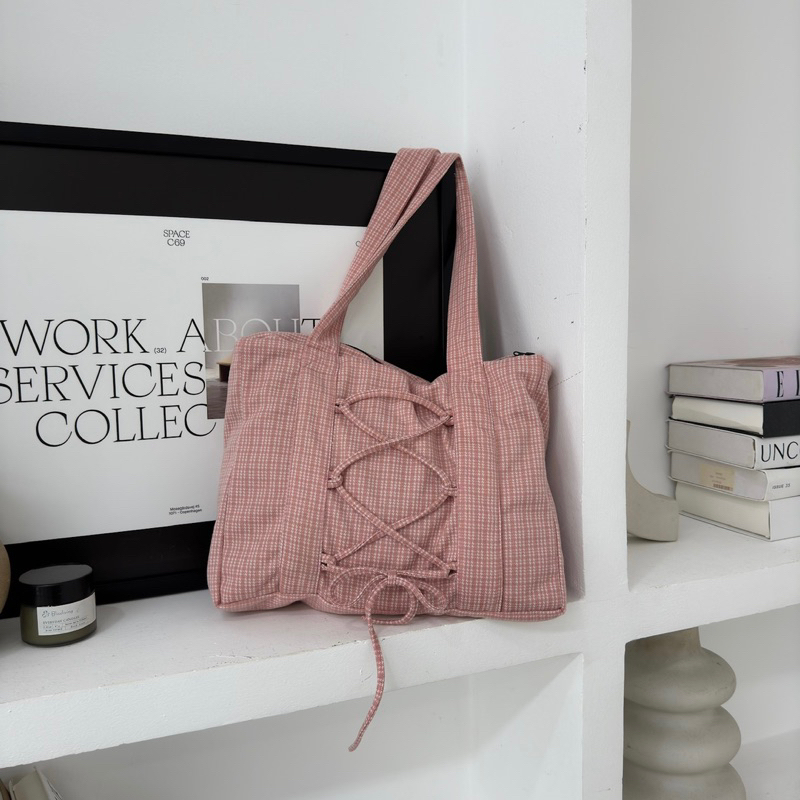 TEDDY TOTE BAG - Túi tote đựng laptop vải kẻ xiu đẹp🧸