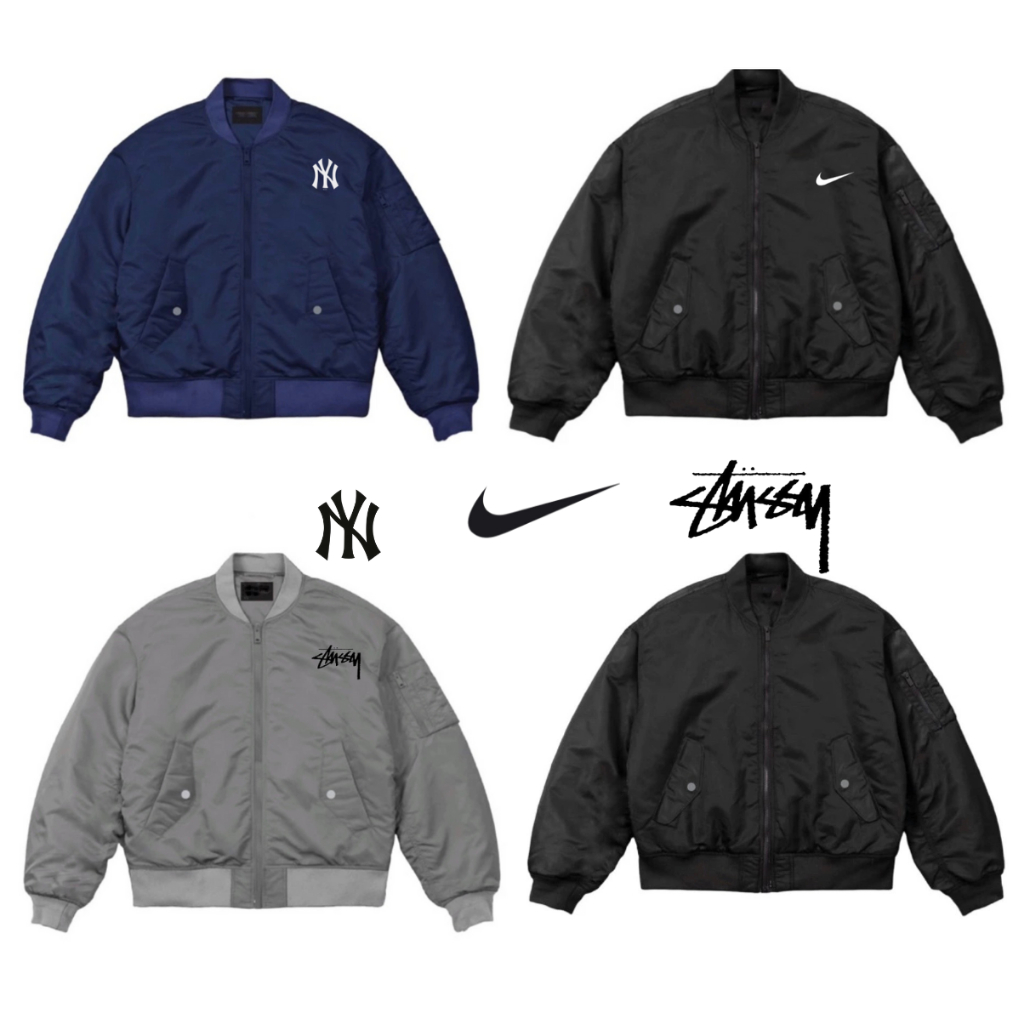 Áo Khoác Bomber Stussy Nike Mlb 3 lớp Trần Phao,Áo Bomber Nam Nữ Trần Trám Shop Q&V