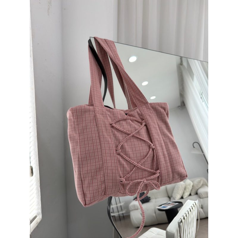 TEDDY TOTE BAG - Túi tote đựng laptop vải kẻ xiu đẹp🧸