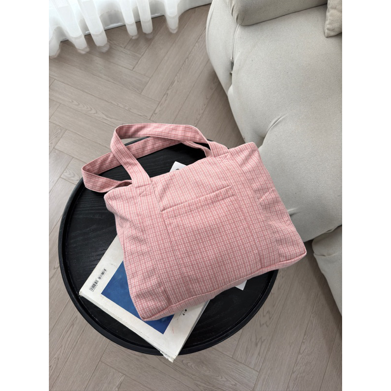 TEDDY TOTE BAG - Túi tote đựng laptop vải kẻ xiu đẹp🧸