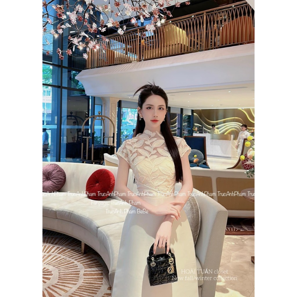 Mã V271 váy tafta pha ren mix viền ngọc