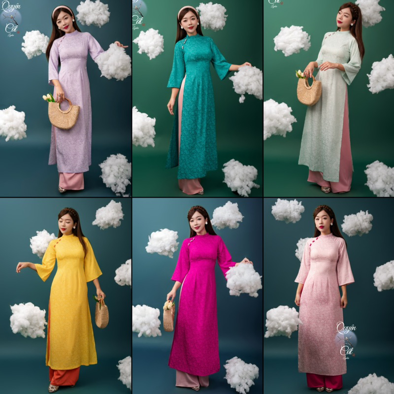 G07- Áo dài Cách tân BIG SIZE cổ lệch đính Cúc/ aodailynka88